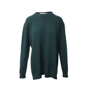 Marni Long Sleeve High Low Sweater in Green Wool